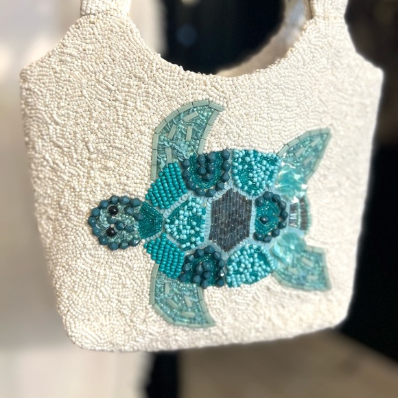 🐢 VIRAL GORGEOUS Beaded Turtle Satchel/bag Made In India 🐢NWT - Picture 1 of 15